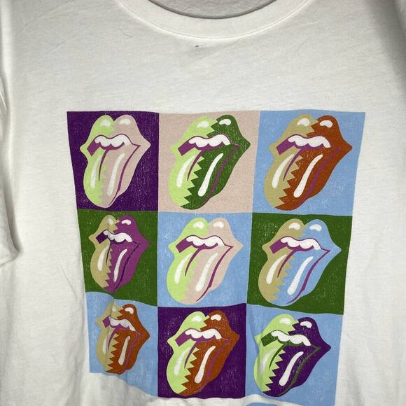 Daydreamer Rolling Stones 9 Licks Boyfriend Style Vintage White Tee size Large - Picture 6 of 8